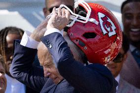 US President Joe Biden welcomes the Kansas City Chiefs to the White House to celebrate their championship season and victory in