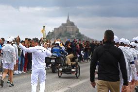 Olympic Flamme at Mont Saint Michel - France