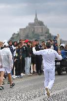 Olympic Flamme at Mont Saint Michel - France