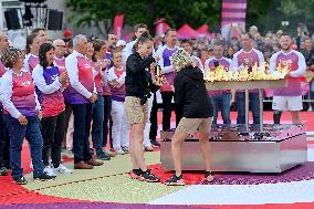 Olympic Flamme at Mont Saint Michel - France