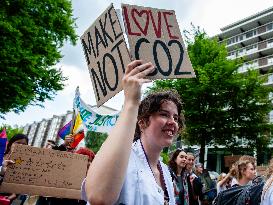 Climate March Held Along The Business District In The City Of Amsterdam.