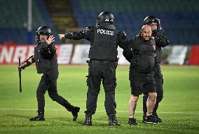 Fans Of CSKA Sofia Invided The Pitch During Football Game