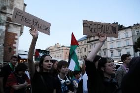 Pro-Palestinian Protest With Students In Krakow