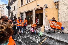 Ultima Generazione For Fondo Riparazione Sit In In Front Of The Headquarters Of Partito Democratico In Rome