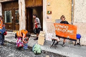 Ultima Generazione For Fondo Riparazione Sit In In Front Of The Headquarters Of Partito Democratico In Rome