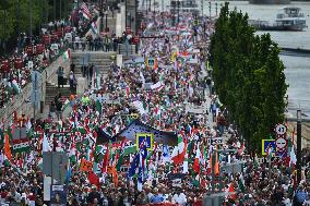 Hungarians March Across Budapest On The 10th Peace March.