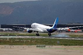 An A330-841, the least-selling Airbus model, lands in Barcelona