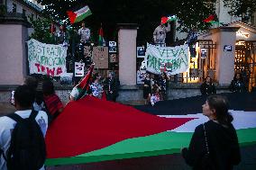 Pro-Palestine Occupational Strike In Krakow, Poland
