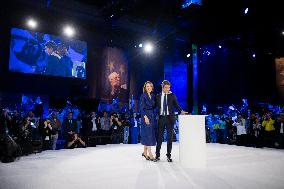 Gabriel Attal and Valerie Hayer campaign rally in Aubervilliers