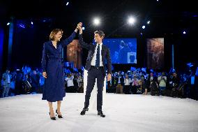 Gabriel Attal and Valerie Hayer campaign rally in Aubervilliers