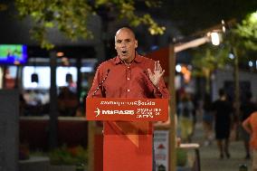 MeRA25 Party Leader Yanis Varoufakis Campaigns For European Elections In Peristeri Area In Athens