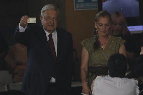 Mexican President Lopez Obrador Cast Vote During  General Election