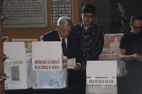 Mexican President Lopez Obrador Cast Vote During  General Election