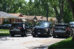 Police Presence Outside Of Dolton Mayor Tiffany Henyard's Home In Dolton Illinois