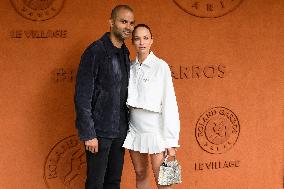 French Open - Tony Parker And Agathe Teyssier At The Village