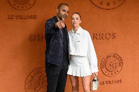 French Open - Tony Parker And Agathe Teyssier At The Village