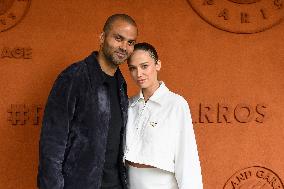 French Open - Tony Parker And Agathe Teyssier At The Village