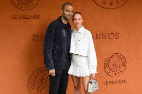 French Open - Tony Parker And Agathe Teyssier At The Village