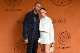 French Open - Tony Parker And Agathe Teyssier At The Village