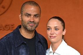 French Open - Tony Parker And Agathe Teyssier At The Village