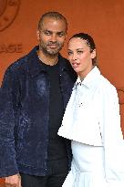 French Open - Tony Parker And Agathe Teyssier At The Village