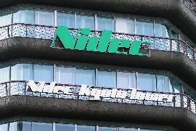 Exterior view of NIDEC CORPORATION Kyoto Tower, logo and signboard