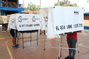 Mexican Citizens Voting During 2024 Mexico's General Elections