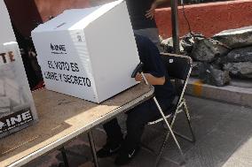 Mexican Citizens Voting During 2024 Mexico's General Elections
