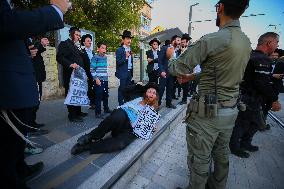 Ultra-Orthodox Jews Protest Against Army Recruitment - Jerusalem