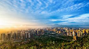 City Buildings at Sunset in Chongqing