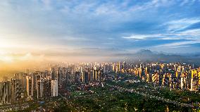 City Buildings at Sunset in Chongqing