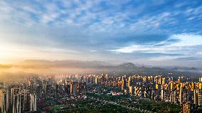 City Buildings at Sunset in Chongqing