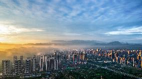 City Buildings at Sunset in Chongqing