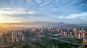 City Buildings at Sunset in Chongqing