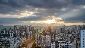 City Buildings at Sunset in Chongqing