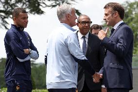 President Macron Visits The National Football Center - Clairefontaine