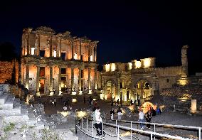 Ephesus Ancient City Under The Moonlight - Turkey