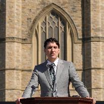 Justin Trudeau Attends Flag-raising Ceremony For Pride - Ottawa