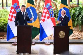 Brazil's President Luiz Inácio Lula Da Silva Received A Visit From Croatian President Zoran Milanović
