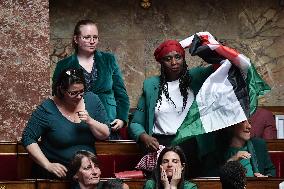 MPs Dressed In Palestinian Colours At The National Assembly - Paris