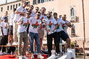 Venezia FC Celebrates The Promotion In Serie A On A Boat Parade