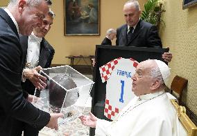 Pope Francis Receives Croatian National Football Team - Vatican