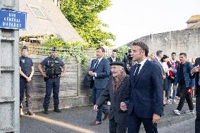 French President Attends Ceremony At ceremony Caen prison