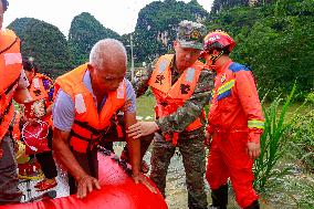 Flood Waters Surround Shilong Village in Hechi