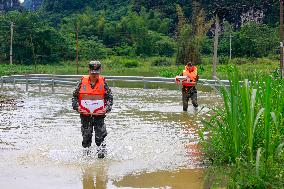 Flood Waters Surround Shilong Village in Hechi