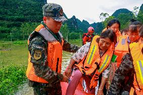 Flood Waters Surround Shilong Village in Hechi