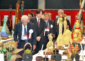 Japanese crown prince at craftwork exhibition in central Japan