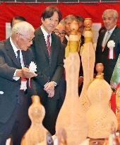 Japanese crown prince at craftwork exhibition in central Japan