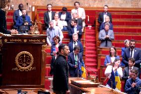 Volodymyr Zelensky at French Parliament - Paris