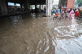 Waterlogged Street In Dhaka.